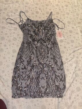 Silver-Gray Sequin Dress